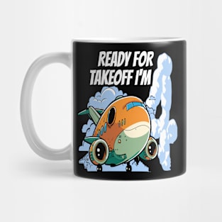 Ready for Takeoff I'm 4 - 4nd Birthday Boy Airplane Theme Mug